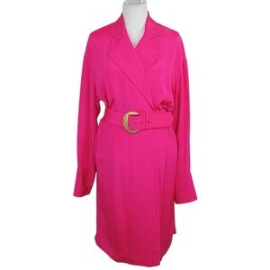 STARINGTON Vintage Silk Fuchsia Pink Belted Wrap Dress Women’s Size 14